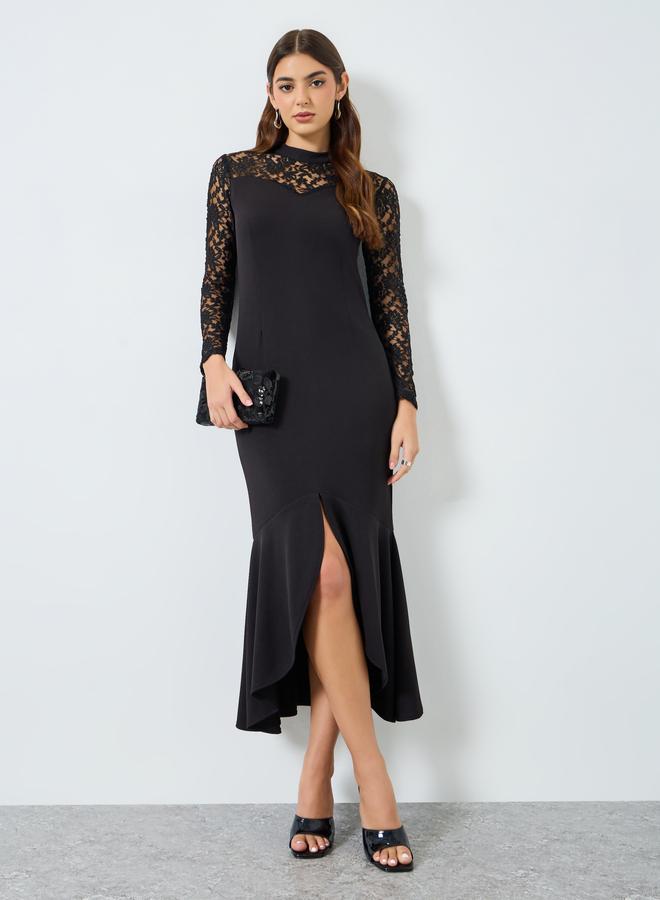 ستايلي فستان ميدي بأكمام طويلة وقصة ذيل السمكة - Image 5